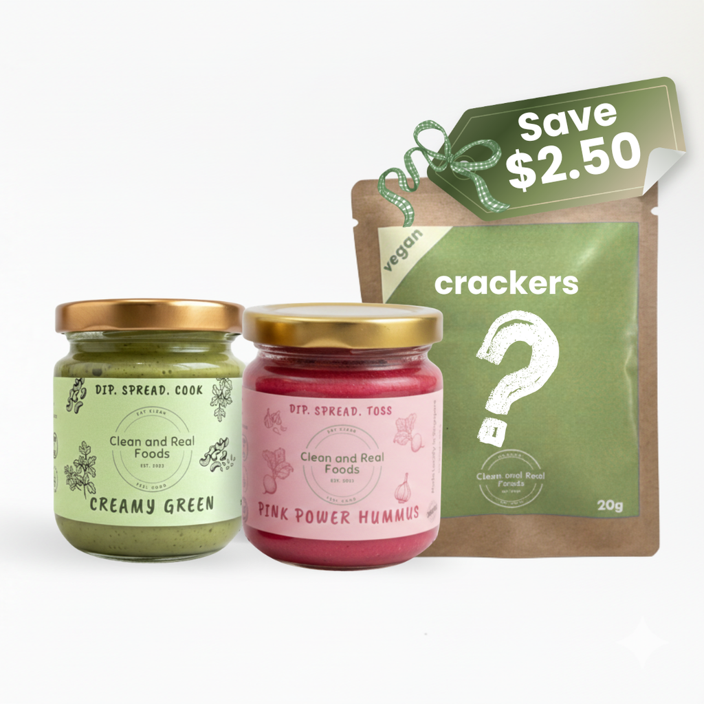 Two glass jars of condiments on a white background, one labeled 'Miso Caramel' and the other 'Onion Chutney', and a pack of crackers, with a big white question mark. There is a green 'Save $2.50' price tag graphic above them.