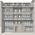 The logo of Eng Hoon Residences is a black and white drawing of the facade of the building with windows and showing 4 levels.